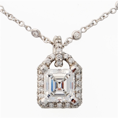 4 CT Sterling Silver & Cubic Zirconia Asscher Cut Necklace | Erwin Pearl |  Erwin Pearl